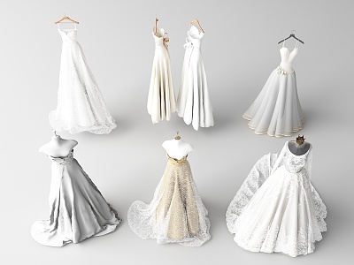 modern wedding dress 3d model