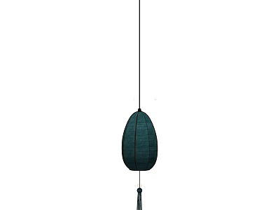 Elegant Dark Green Oval Shaped Pendant Light With Hanging Tassel Design 3d model