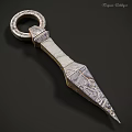 Handcrafted Metallic Dagger Weapon With Ring Pommel And Textured Blade