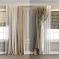 Modern Home Curtain Combination French Curtain Cream Curtain Milk Tea Curtain Bedroom Curtain Living Room Curtain 3d model