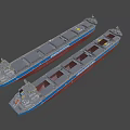 Two Large Blue Red Cargo Ships With Cargo Containers On Deck 3d model