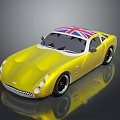 Yellow Sports Car With Union Jack Roof And Sleek Modern Design