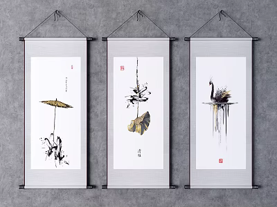 New Chinese Style Decorative Painting Decorative Hanging Painting 3d model