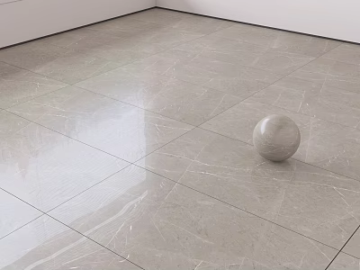 Beige Marble Floor Tiles With Smooth Glossy Surface In Modern Interior Design 3d model