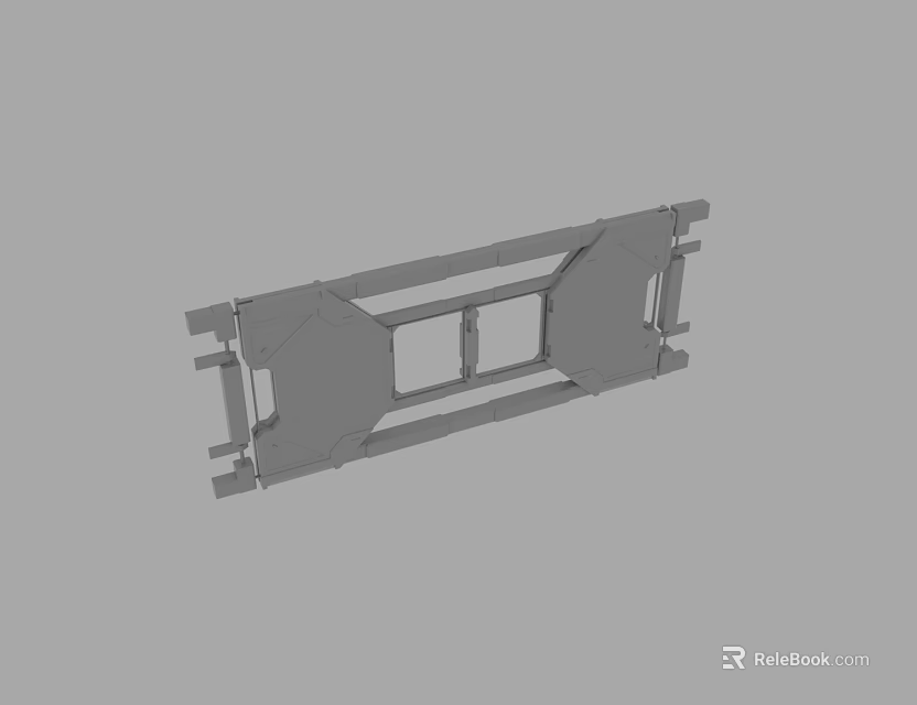 3D Model of Industrial Metal Frame with Holes and Connecting Components 3d model 