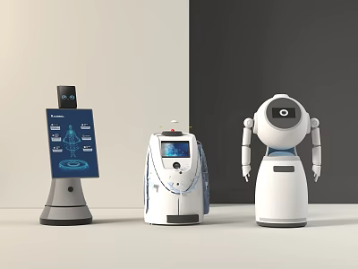 Smart Machines Featuring Different Robot Models With Interactive Display And Modern Design 3d model