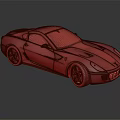 Red Sports Car Model With Shiny Exterior And Alloy Wheels On Dark Background