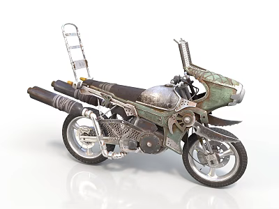 Vintage Style Motorcycle With Metal Ladder And Unique Design Elements 3d model