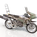 Vintage Style Motorcycle With Metal Ladder And Unique Design Elements
