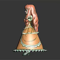 Game Movie Character With Red Hair Orange Green Dress And Outstretched Arms