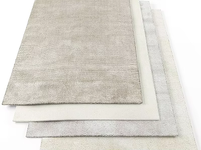 Soft Textured Square Rugs in Neutral Tones Stacked for Home 3d model