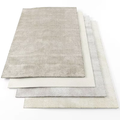 Soft Textured Square Rugs in Neutral Tones Stacked for Home 3d model