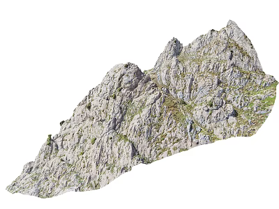 Detailed 3D Mountain Model Featuring Rocky Texture And Green Vegetation 3d model