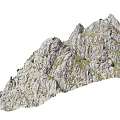 Detailed 3D Mountain Model Featuring Rocky Texture And Green Vegetation