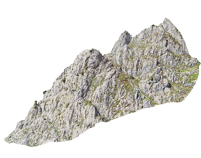Detailed 3D Mountain Model Featuring Rocky Texture And Green Vegetation 3d model