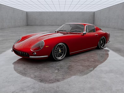 Vintage Red Sports Car With Sleek Design In Modern Indoor Space 3d model