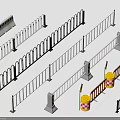 Silver Metal Fences And Orange Plastic Barriers With Warning Stripes And Traffic Barrels