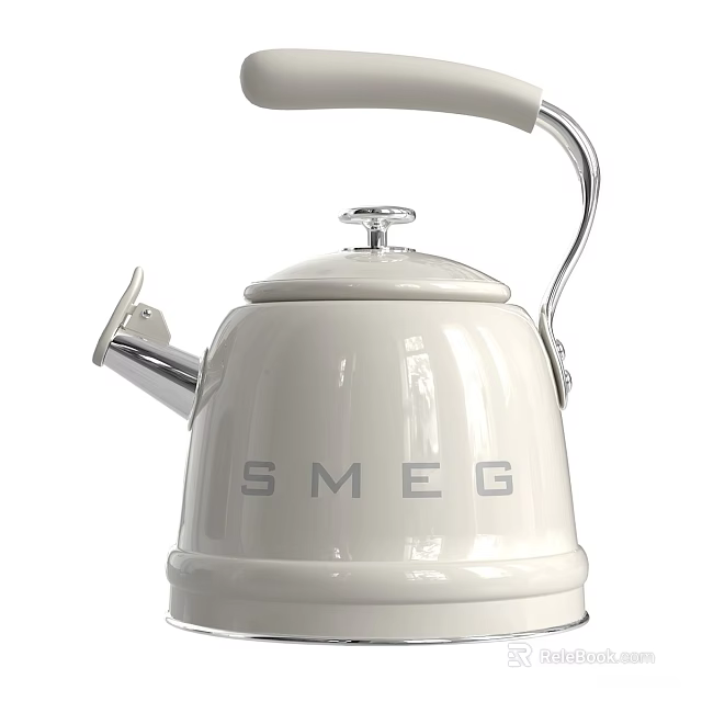 SMEG Retro Style White Kettle With Stainless Steel Accents Kitchen Appliance 3d model 