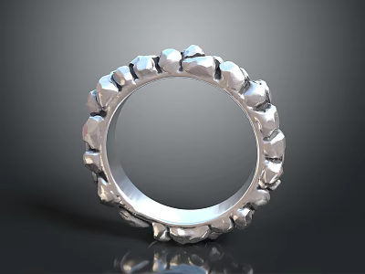 Modern Silver Statement Ring Featuring Irregular Geometric Protrusions And Shiny Surface 3d model