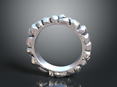 Modern Ring Chain Silver Ring Silver Bracelet Silver Chain 3d model