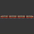 Red And Yellow Toy Train Model With Green Window Carriages On Track And Reflective Surface