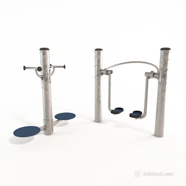 Outdoor Sports Equipment With Metal Poles Blue Pedals And Handles For Fitness Training 3d model 
