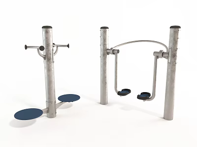 Outdoor Sports Equipment With Metal Poles Blue Pedals And Handles For Fitness Training 3d model