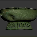 Ancient Bronze Sculpture Bowl Shaped Vessel With Green Patina Side Handles And Decorative Base