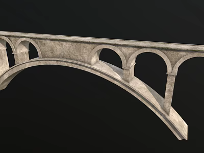 Stone Arch Bridge Structure With Multiple Arched Openings And Stone Construction 3d model