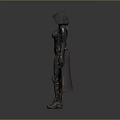 Woman In Black Hooded Fitted Outfit With Long Boots And Cloak Design