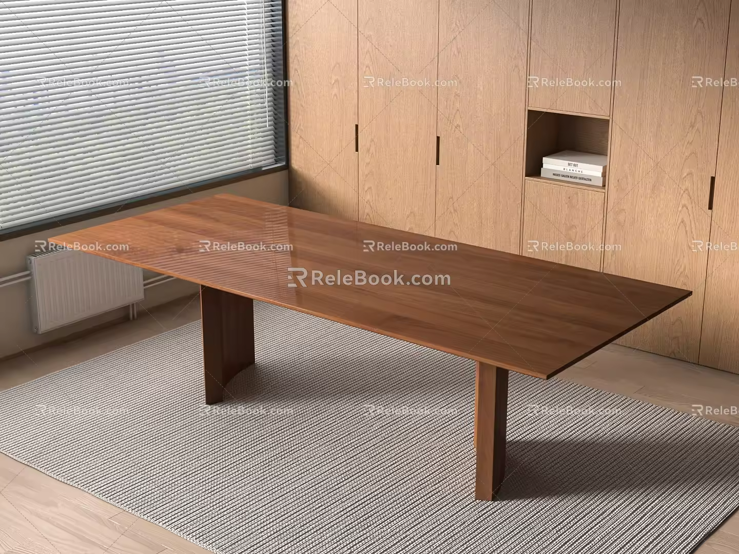 Talenti modern solid wood dining table rectangular wood 3d model