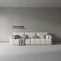 Poliform White Multi Seat Sofa With Decorative Pillows And Soft Blanket