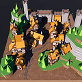 Ancient Medieval Architecture With Castle Towers Stone Walls And Surrounding Trees