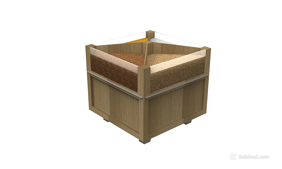 Wooden Display Shelf With Divided Compartments For Displaying Bulk Goods 3d model