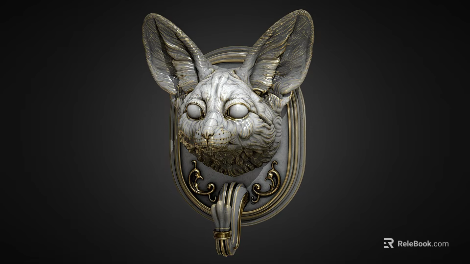 Elegant Carved Fox Head Wall Mounted Decorative Plate Decoration With Ornate Frame 3d model 