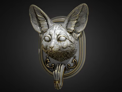Elegant Carved Fox Head Wall Mounted Decorative Plate Decoration With Ornate Frame 3d model