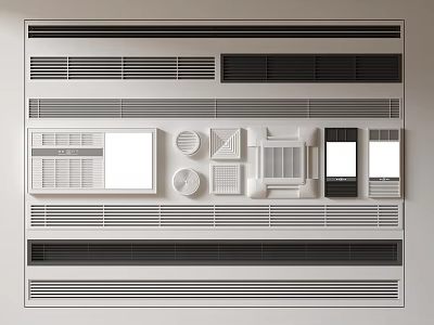 Modern Air Conditioner Vents Collection with Different Shapes and Black White Designs 3d model