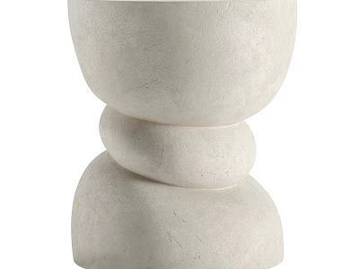 White Textured Stacked Sculptural Side Table For Modern Living Room Decor 3d model