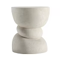 White Textured Stacked Sculptural Side Table For Modern Living Room Decor