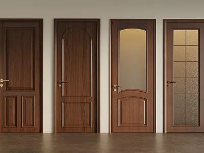 Various Wooden Doors With Different Panel And Glass Designs For Home Interior 3d model