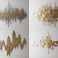 Modern Geometric Metal Wall Decor With Abstract Gold Sculptural Accents For Home Interior