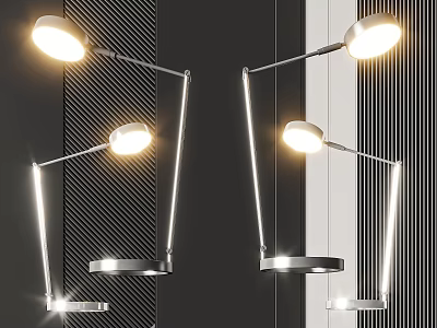 Modern Adjustable Metal Desk Lamps With Warm Light And Striped Background Design 3d model