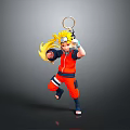 Anime Character Keychain Figure With Orange Outfit Yellow Hair And Headband
