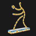 Popular Photo Spot With Yellow Human Figure Sculpture And Decorative Base