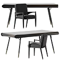 Modern Sleek Desk Design With Wooden Top Black Armchair And Metal Legs