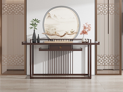 New Chinese Style Entrance Cabinet End View Desk 3d model