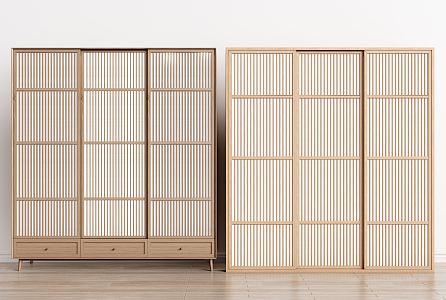 Japanese-style wardrobe solid wood wardrobe 3d model