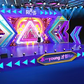 Vibrant Stage Setup With Colorful Lights And Decorations