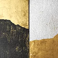 Modern Textured Wall Decor with Gold Black White Canvas Panels for Home Decoration