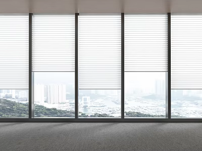 Modern Casement Windows With Large Glass Panels And City View Interior 3d model